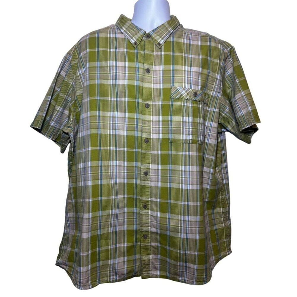 Columbia Plaid Button Down, Green and Blue, XXL